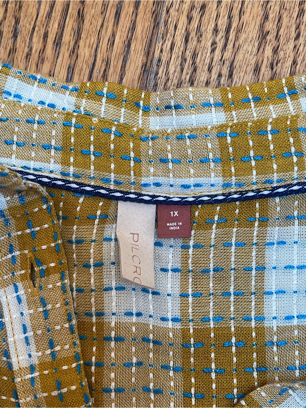 Pilcro Mustard Plaid Button-Up Shirt - Picture 4 of 11